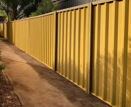 A newly replaced yellow Colorbond fence in Port Macquarie