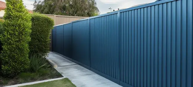 Blue Colorbond fence for a house in Port Macquarie
