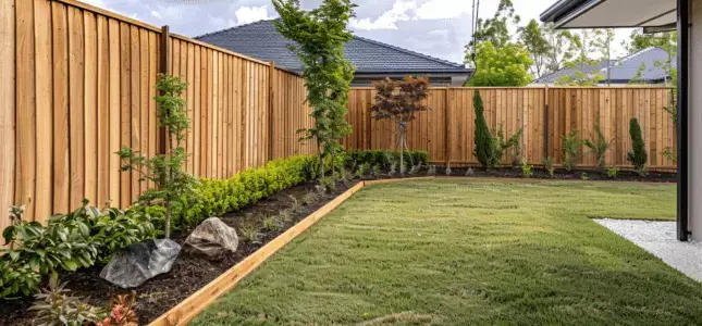 A new timber fence on a backyard in Wollongong